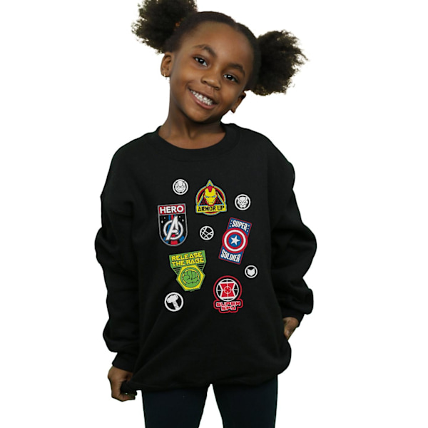 Marvel Girls Avengers Hero Badges Sweatshirt 3-4 år Svart Black 3-4 Years