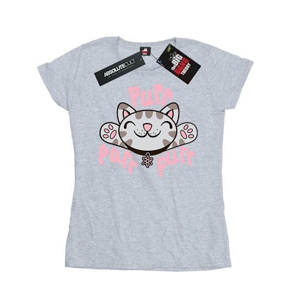 Big Bang Theory Dam/Kvinnor Mjuk Kitty Purr Bomull T-shirt L Sports Grey L