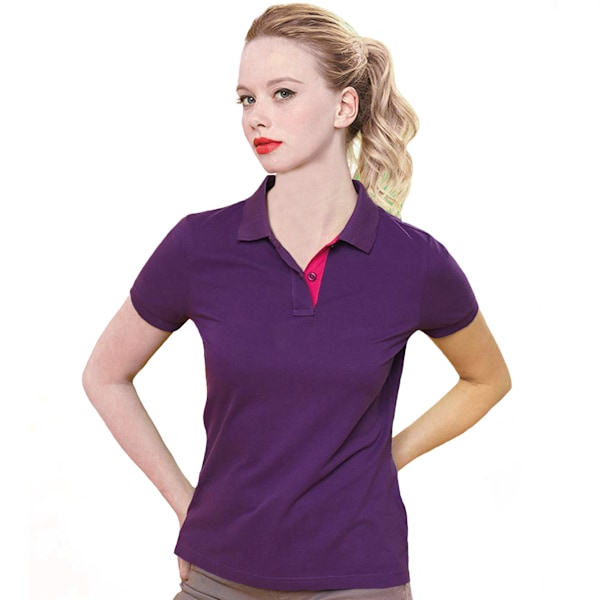 Asquith & Fox Dam/Dam Short Sleeve Contrast Polo Shirt M Purple/ Pink M