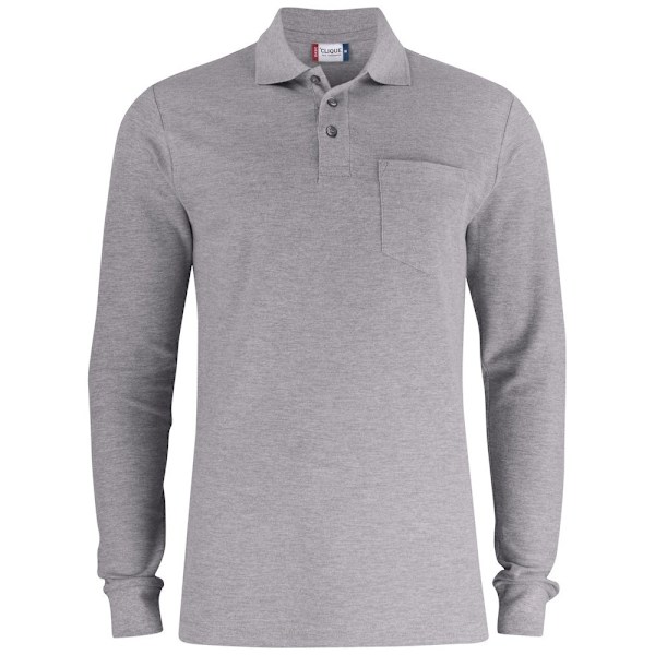 Clique Unisex Adult Basic Melange Långärmad Poloskjorta S Grå Grey S