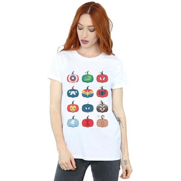 Marvel Womens/Ladies Avengers Pumpkin Icons Bomull Boyfriend T- White 4XL