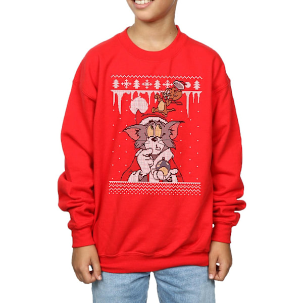 Tom And Jerry Pojkar Jul Fair Isle Sweatshirt 12-13 År R Red 12-13 Years