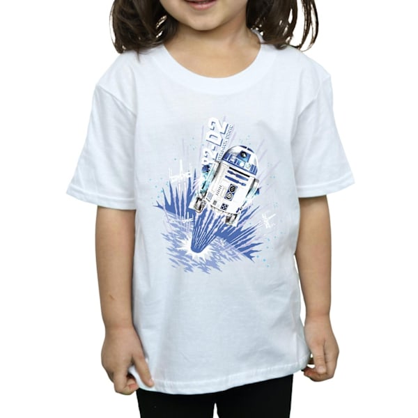 Star Wars T-shirt i bomull för flickor med R2-D2 Blast Off, 7-8 år, vit White 7-8 Years