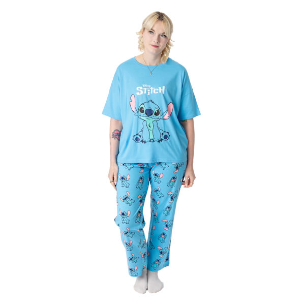 Lilo & Stitch Dam/Kvinnor Kortärmad Pyjamas Set M Blå Blue M