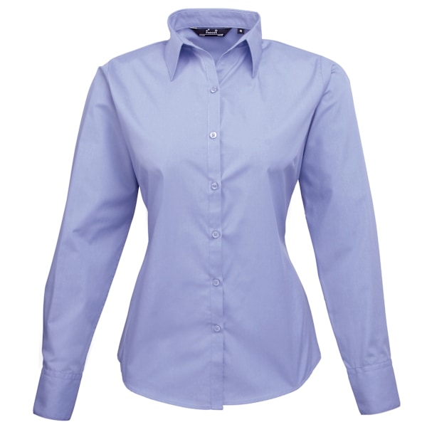 Premier Dam/Kvinnor Poplin Långärmad Blus 20 Midblå Mid blue 20