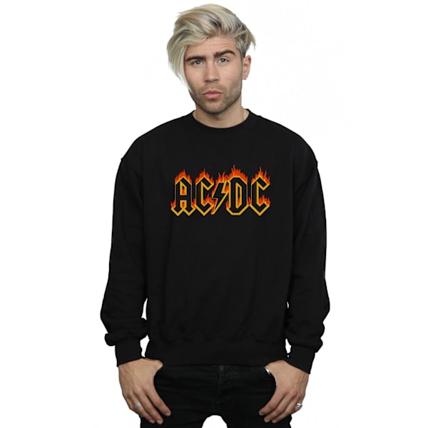 AC/DC Herr Sweatshirt med Flamlogotyp M Svart Black M