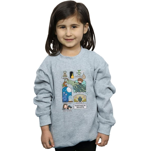 Fantastic Beasts Girls Chibi Newt Sweatshirt 5-6 år Sport G Sports Grey 5-6 Years