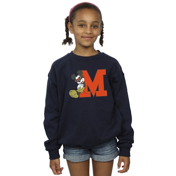 Disney Girls Mickey Mouse Leopard Byxor Sweatshirt 9-11 År Navy Blue 9-11 Years