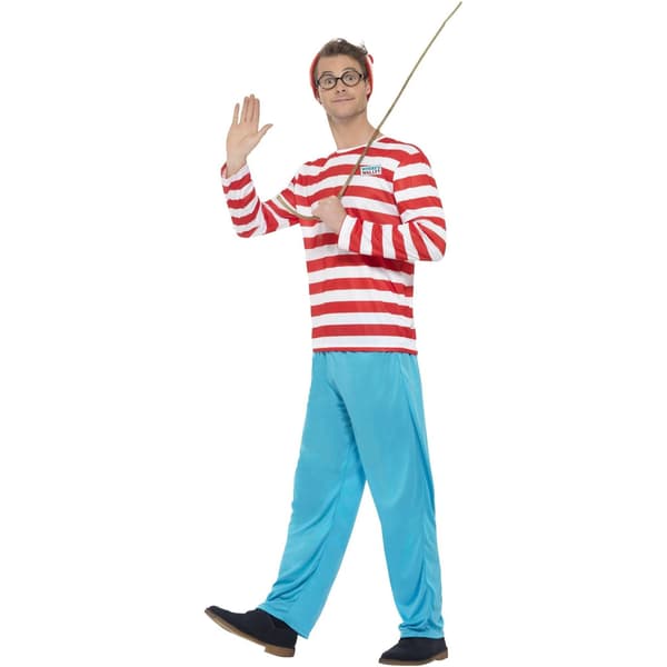 Var är Wally? Kostymset för män S Vit/Blå/Röd White/Blue/Red S