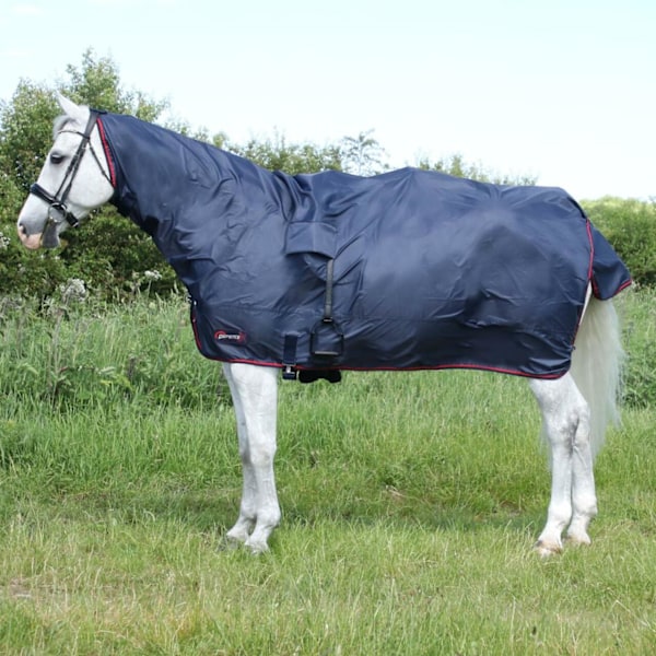 Hy DefenceX System RainX Fast Hals Hästtäcke Cob Marin/ Navy/Red Cob
