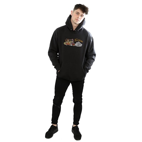 The Flintstones Herr Familjebil Distressed Hoodie L Svart Black L