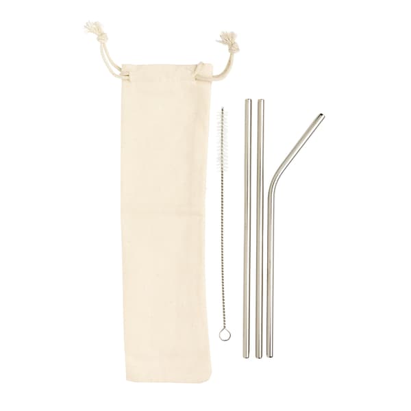 XD Collection Återanvändbart sugrörset i rostfritt stål (3-pack) Silver One Size