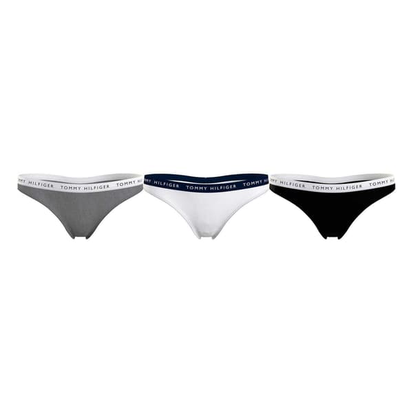 Tommy Hilfiger Dam/Dam Logotyp Bomullstrosa (3-pack) 14 U Grey/White/Black 14 UK