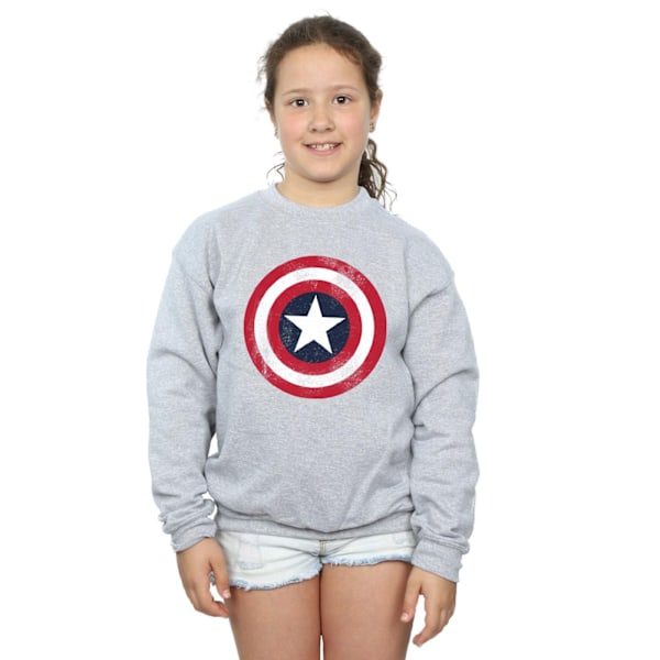 Marvel Girls Captain America Distressed Shield Sweatshirt 5-6 år Sports Grey 5-6 Years