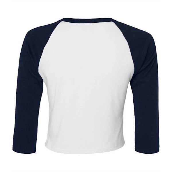 Bella + Canvas Dam/Damer Raglan 3/4 Ärm Klippt T-Shirt L W White/Navy L