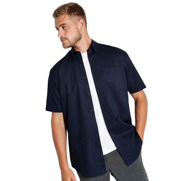Kustom Kit Herr Oxford Klassisk Kortärmad Skjorta 14,5 tum Mörk Dark Navy 14.5in