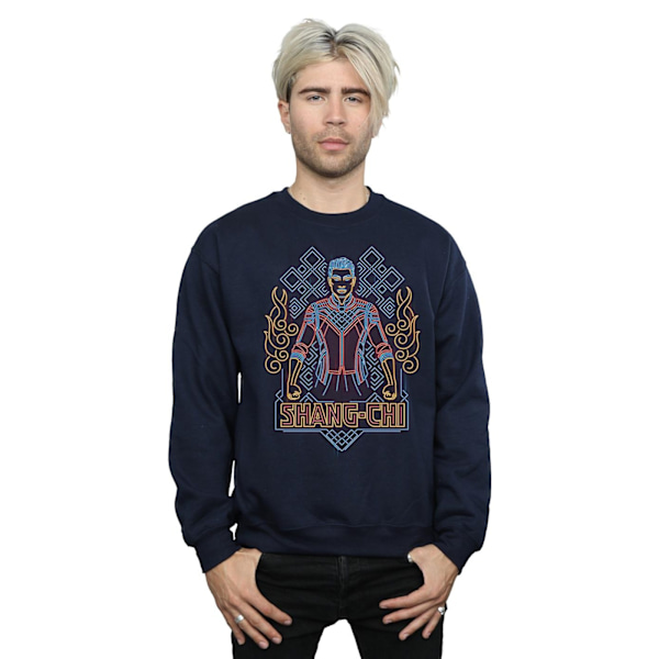 Marvel Mens Shang-Chi And The Legend Of The Ten Rings Neon Sweatshirt Navy Blue 3XL