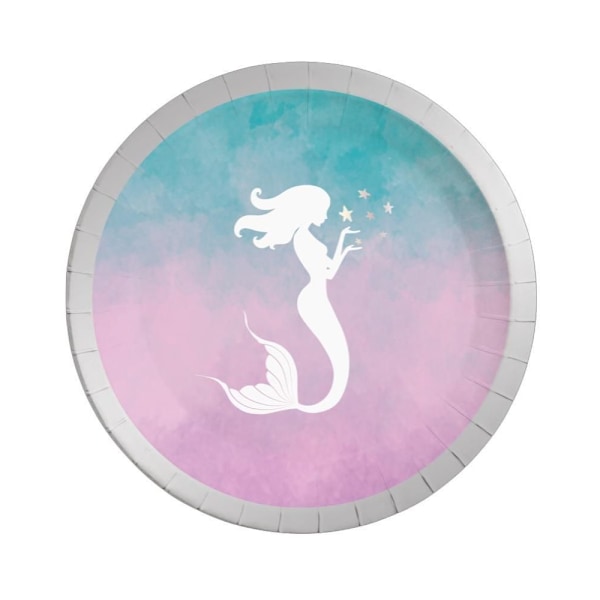 Procos Elegant Mermaid Pappersfestplattor (Förpackning om 8) En Storlek Blue/Pink/Silver One Size