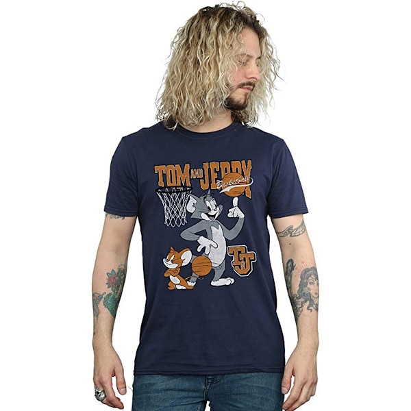 Tom och Jerry Herr Spinning Basketboll Bomull T-shirt M Marin Blå Navy Blue M