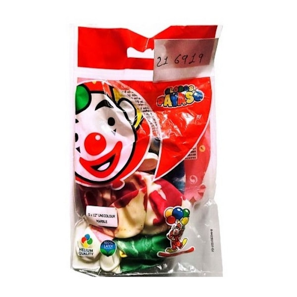 Globos Payaso Latex Marble Effect Ballonger (Paket om 5) En Storlek Multicoloured One Size