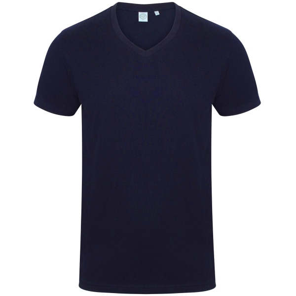 Skinni Fit Men Mens Feel Good Stretch V-halsad Kortärmad T-shirt Navy M