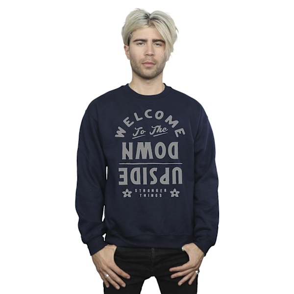 Netflix Herr Stranger Things Välkommen Till Upside Down Sweatshirt Navy Blue XXL