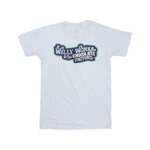 Willy Wonka Boys Chocolate Factory Logo T-Shirt 12-13 år Vit White 12-13 Years