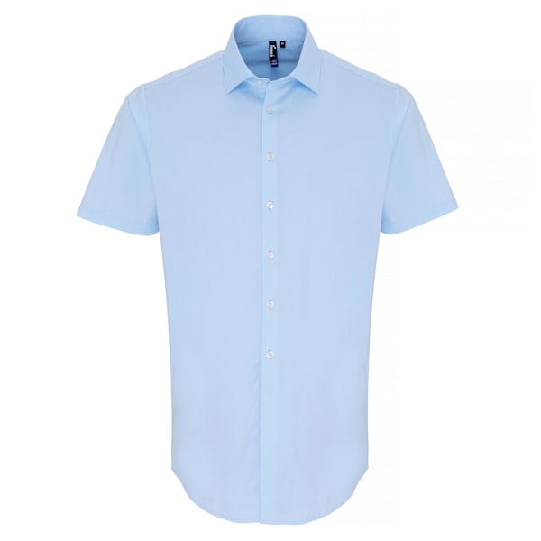 Premier Mens Stretch Fit Poplin Kortärmad Skjorta L Ljusblå Pale Blue L