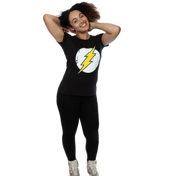 DC Comics Dam/Dam Flash Distressed Logo T-shirt i bomull XX Black XXL