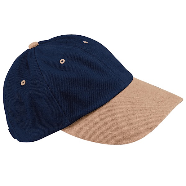 Beechfield Unisex Lågprofilerad Tung Borstad Bomulls Basebollkeps French Navy/Taupe One Size