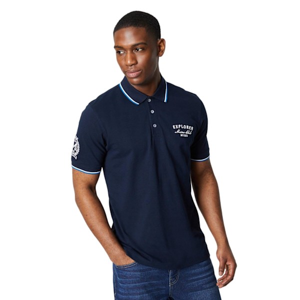 Maine Mens Tipped Badge Polo Shirt 3XL Marinblå Navy 3XL