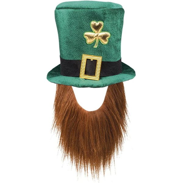 Bristol Novelty Unisex Irish Top Hat Med Skägg En Storlek Grön/ Green/Brown/Gold/Black One Size