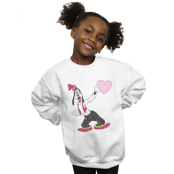 Disney Girls Goofy Love Heart Sweatshirt 12-13 år Vit White 12-13 Years