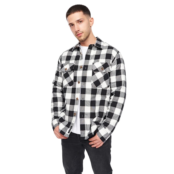 Crosshatch Demaro Rutig Fodrad Overskjorta L Svart/Vit Black/White L