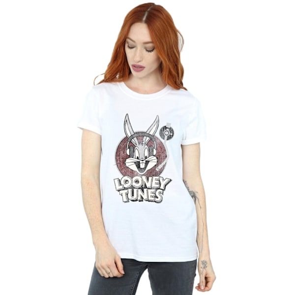Looney Tunes Dam/Damer Bugs Bunny Cirkel Bomull Logotyp Pojkvän White M