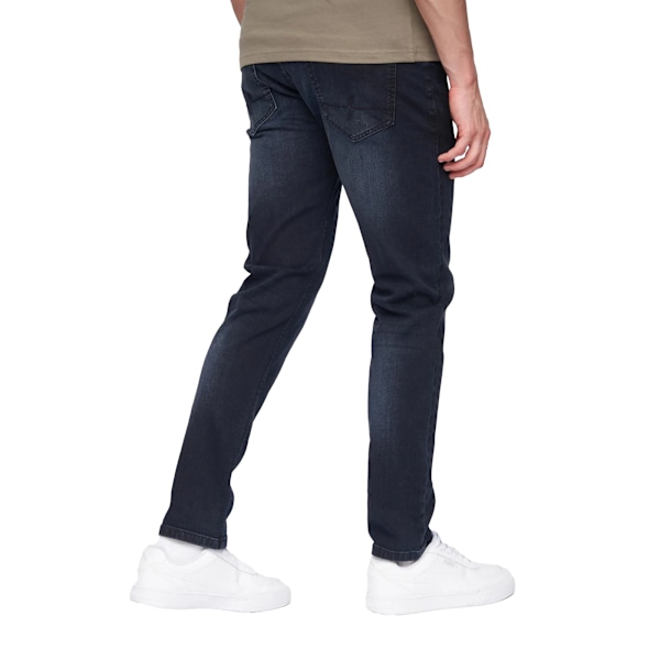 Henleys Mens Craze Comfort Straight Jeans 38R Blå Svart Blue Black 38R