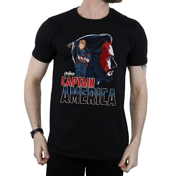 Avengers Infinity War Herr Captain America T-shirt 3XL Svart Black 3XL