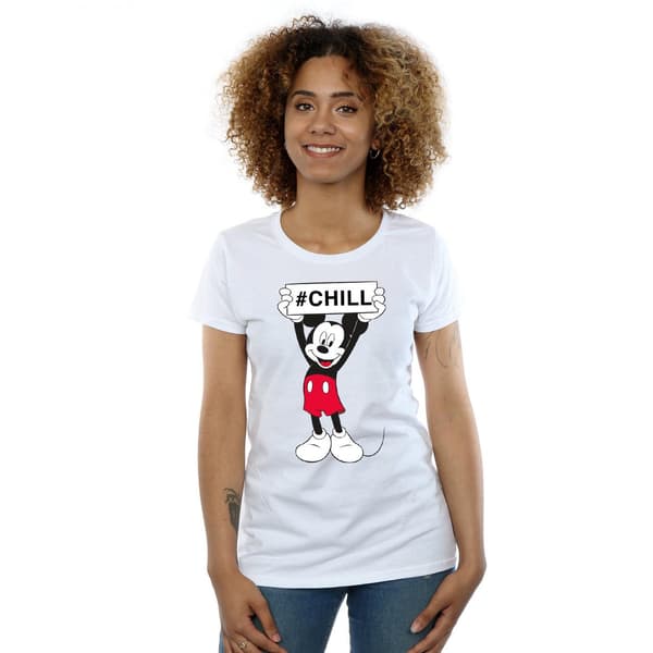 Disney Dam/Dam Mickey Mouse Chill T-shirt i bomull M Vit White M