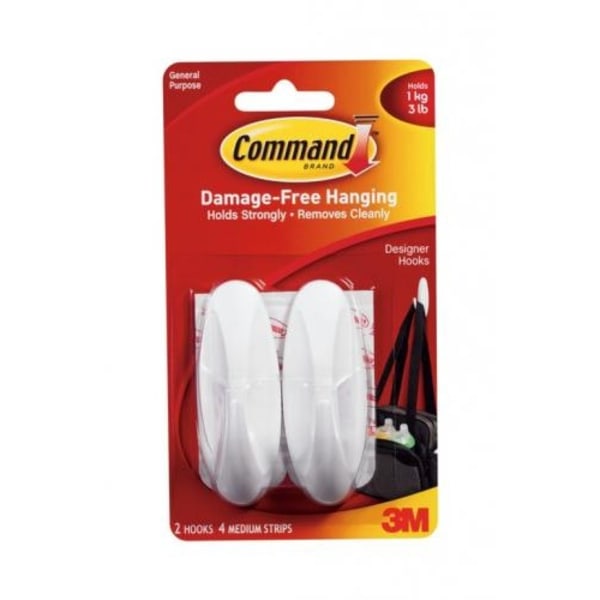 Command Designer Hook (2-pack) One Size Vit White One Size