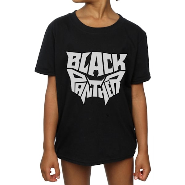Marvel Girls Black Panther Worded Emblem Bomull T-shirt 5-6 år Black 5-6 Years