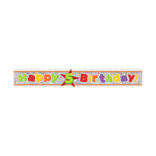 Amscan 5:e födelsedag holografisk foliebanner 9 fot mångfärgad Multicoloured 9ft
