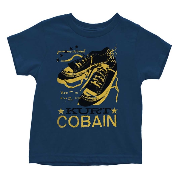Kurt Cobain Barn/Barn Spets bomull T-shirt 3 år Marinblå Blu Navy Blue 3 Years