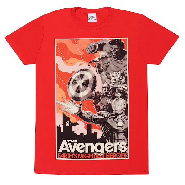 Avengers Unisex Vuxen Stiliserad Poster T-Shirt XL Röd Red XL