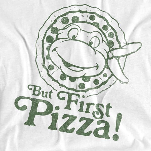 TMNT Dam/Dam But First Pizza T-Shirt M Vit White M