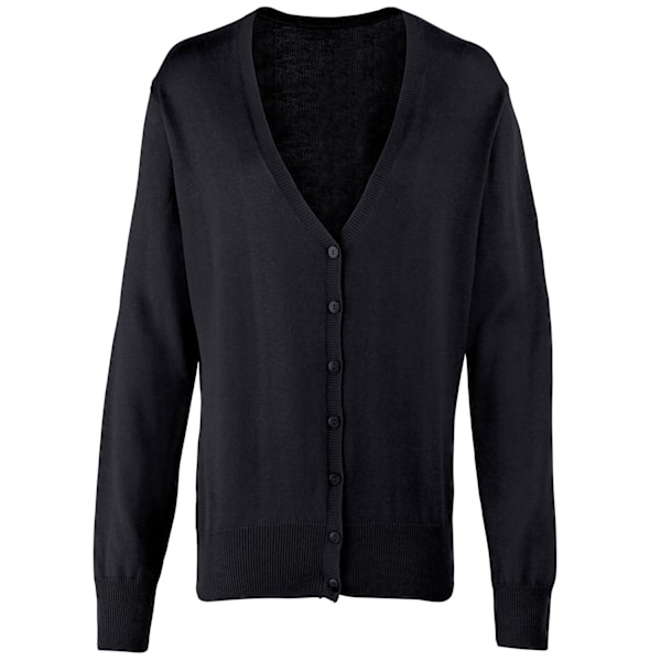 Premier Dam/Dam Cotton Acrylic V-hals Cardigan 12 UK Svart Black 12 UK