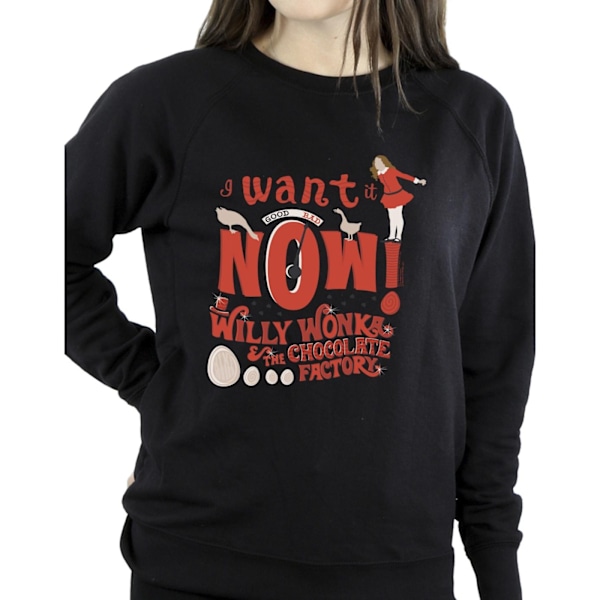 Willy Wonka Dam/Damer Verruca Salt Jag Vill Ha Den Nu Sweatshirt Black 5XL