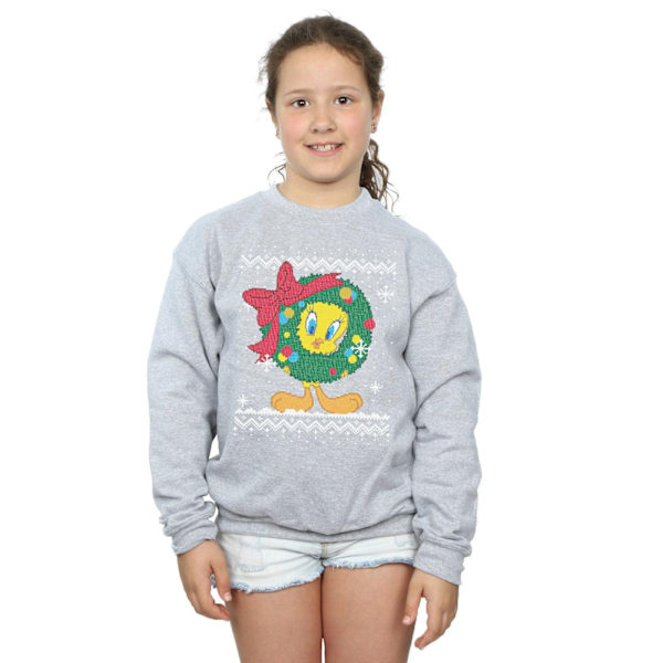 Looney Tunes Girls Tweety Pie Jul Fair Isle Sweatshirt 12 Sports Grey 12-13 Years