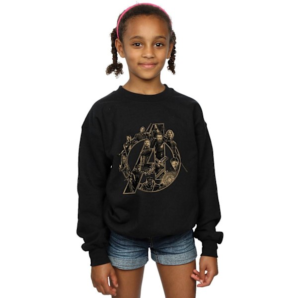 Marvel Girls Avengers Infinity War Marvel Logo Sweatshirt 9-11 Black 9-11 Years