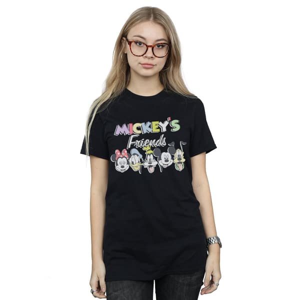Disney Dam/Dam Mickey Mouse Vänner Faded Nostalgia Bomull Black L