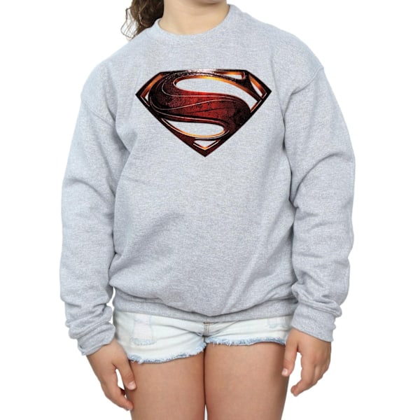 DC Comics Girls Justice League Movie Superman Emblem Sweatshirt Sports Grey 5-6 Years